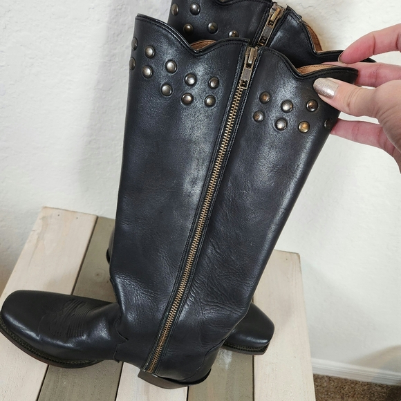 Tony Lama | Leather Riding Boots Black Size 7 Style VF3050 - Picture 3 of 7